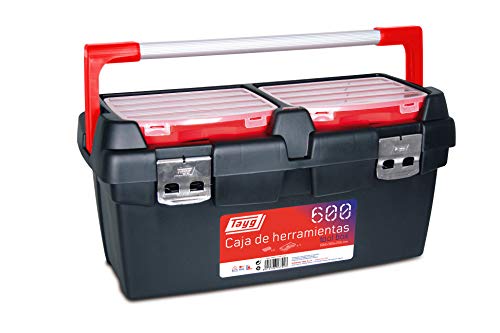 Tayg 167003 Werkzeugkasten aus Kunststoff-Aluminium Nr.600 Werkzeugkoffer 600/600 x 305 x 295 mm/schwarz-rot
