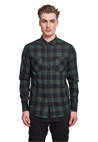 Urban Classics TB297 Checked Flanell Regular Fit Herren Freizeit Hemd,Mehrfarbig (blk/forest), XXXX-Large