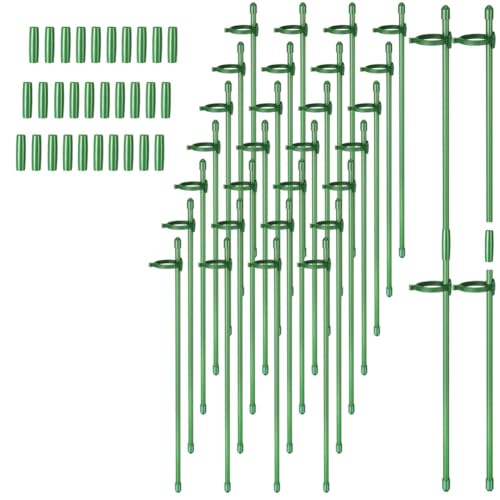 Srogswxd Verstellbare Pflanzenstützpfähle für Den Garten, Einzelstammstützpfahl mit Pflanzenklammern, 60 Stück