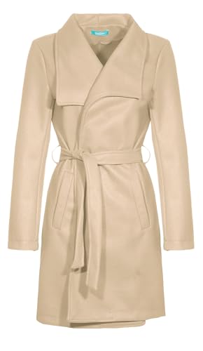 malito Damen Trenchcoat | schicker Wintermantel | klassische Jacke | einfarbiger Herbstmantel 15142 (beige, XXL)