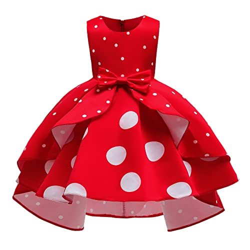Lito Angels Minnie Mouse Kostüme rot und weiß gepunktet Verkleidung für Kinder Mädchen Halloween Geburtstag Weihnachten Party Outfits Alter 3–4 Jahre Rot 287