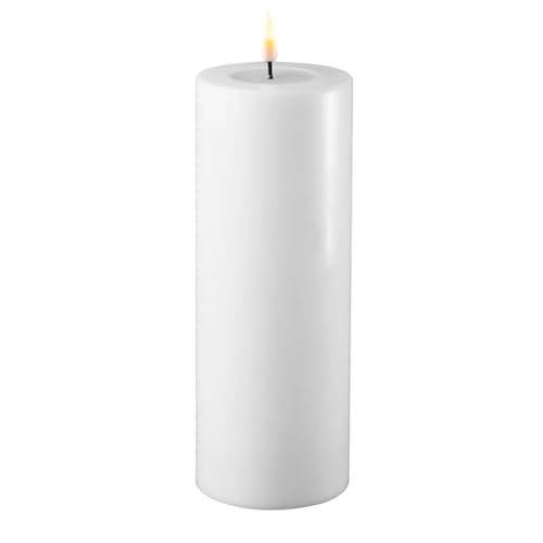 ReWu LED Kerze Deluxe Homeart, Indoor LED-Kerze mit realistischer Flamme auf einem Echtwachsspiegel, warmweißes Licht - (Weiß)