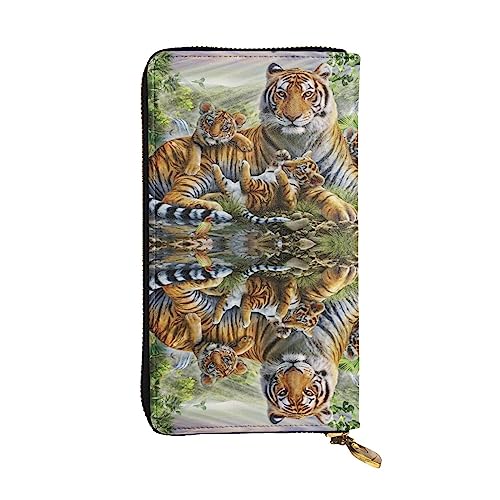 Tigers bedruckte Damen Geldbörse, Herren Reißverschluss Clutch mit Kartenfach Große Kapazität Kartenetui, Tiger, Einheitsgröße