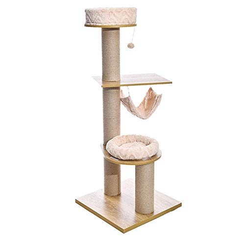 Katze Kratzbaum einfache und komfortable Katze aus Holz Kletterplattform Deck Plüsch Hängematte leicht zu säubern Sisalsäule