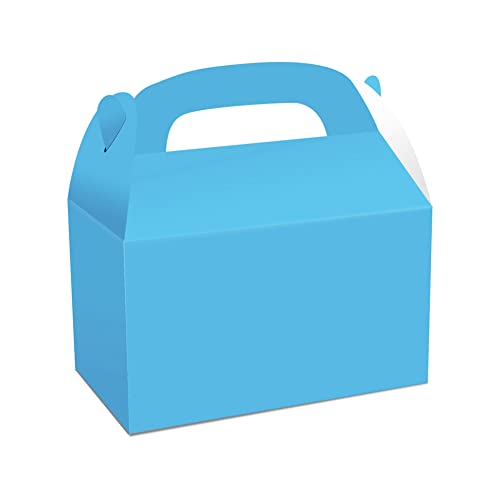 FASE 48 Stück weiße Leckerli-Giebel-Partyboxen für Geburtstagsparty, Dusche, 15,2 x 8,9 x 8,9 cm, Blau