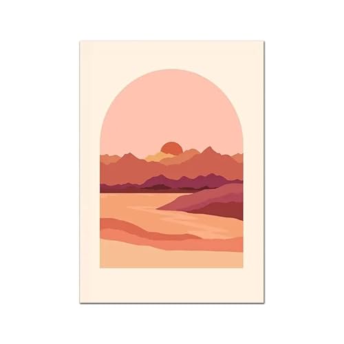 GIBOH Minimalistisches Wüstenlandschafts-Poster und Drucke, Moderne Wandkunst, Sonnenuntergang, Nacht, Leinwandgemälde, natürliche Landschaft, Bilder für Heimdekoration, 50 x 70 cm x 1, ohne Rahmen