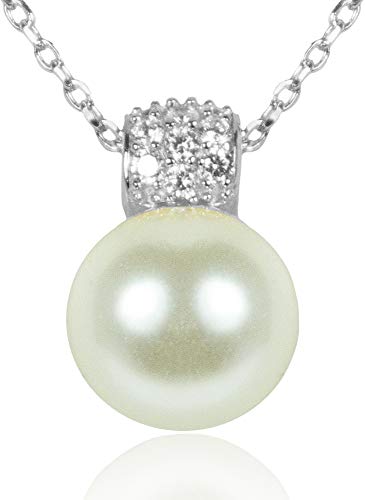 LUISIA® Filigrane Damen Halskette mit Perlen-Anhänger - 925 Silber Schmuck mit Zirkonia