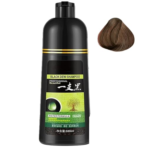 500 ml schwarzes Haarfärbe-Shampoo, weißes Haar-Verdunkelungsshampoo, organisches, natürliches, professionelles, schnelles Haarfärbe-Shampoo für graues, dunkles Haar (Braun)