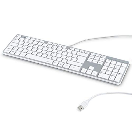Hama PC Tastatur (Ultra Slim, Apple-Design, USB-kabelgebunden, Deutsches-Layout QWERTZ) weiß/silber