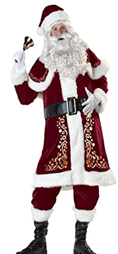 ZLYJ Weihnachtsmann Kostüm Mr Und Mrs.Claus Cosplay Kleid Outfit Für Erwachsene Männer Frauen Men,XXL