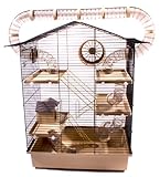 XXL Nagerkäfig Hamsterkäfig Mäusekäfig Haus inklusive gigantischem Röhrensystem beige schwarz
