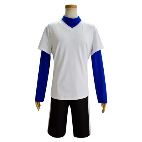 Thegis Zoldyck Killua Cosplay Kostüm Uniform Shirt Halloween Outfit,Blue-XL