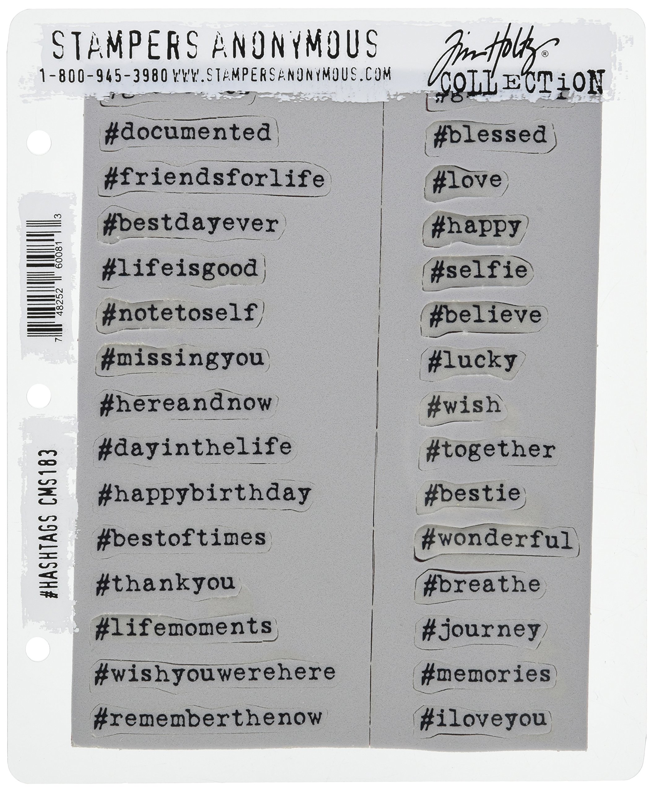 Stampers Anonymous CMS-LG-183 Tim Holtz Haftstempel-Set, 17,8 x 21,6 cm, Hashtags