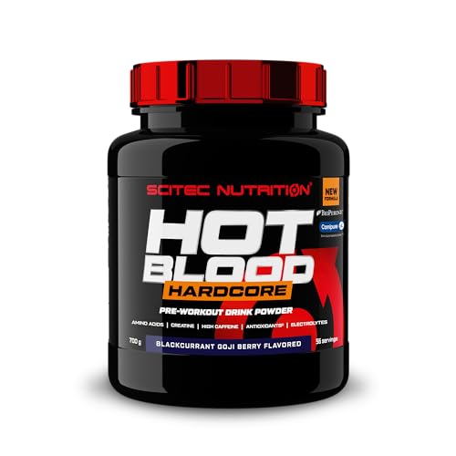 Scitec Nutrition Hot Blood Hardcore, Getränkepulver vor dem Training mit Aminosäuren und Kreatin, 700 g, Blackcurrant goji berry
