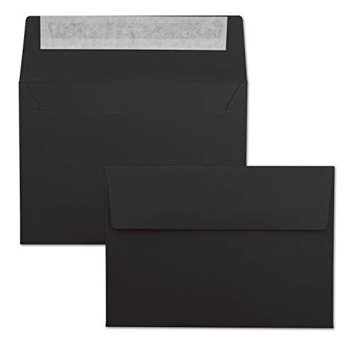 1000x Briefumschläge Schwarz DIN C6 Format 11,4 x 16,2 cm - Haftklebung - Kuverts ohne Fenster - Weihnachten, Grußkarten & Einladungen - Für A6 & A4 Papier
