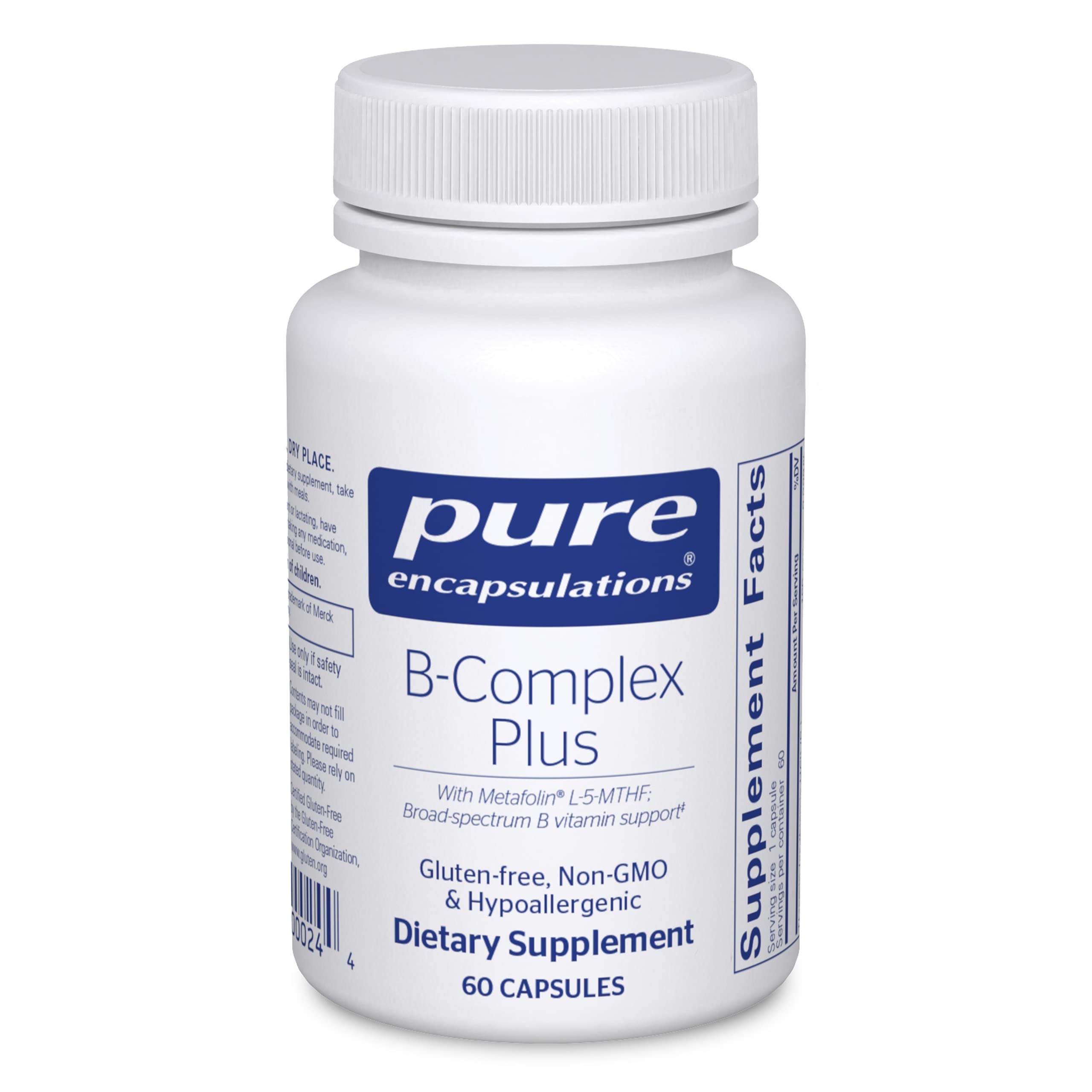 Pure Encapsulations - B-Complex Plus - Aktivierte B-Vitamine mit Metafolin® für verbesserte Aufnahme - 60 Veg. Kapseln