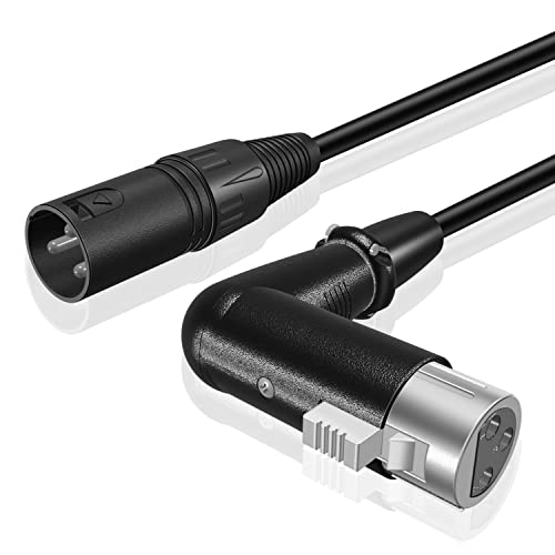 TNP XLR-Kabel, DMX-Kabel - 15m, Mikrofonkabel, Stecker auf rechtwinklige Buchse 90 Grad Winkel, 3-poliges Mikrofon, Audiokabel, Verbindungsstecker, für Camcorder, Kameras, Amplifier, Mixer, Mikrofone
