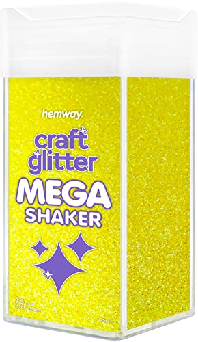 Hemway BULK Glitter 425g / 15oz MEGA Craft Shaker Glitter for Nails, Resin, Tumblers, Arts, Crafts, Painting, Festival, Cosmetic, Body - Fine (1/64" 0.015" 0.4mm) - Fluorescent Yellow