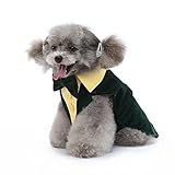 SUSOSU Hunde-Smoking-Welpen-Kleidung Modischer Anzug Fliege Hochzeitshemd Formelles Kleid Smoking-Krawatte Hunde-Fotoanzug,Grün,XL