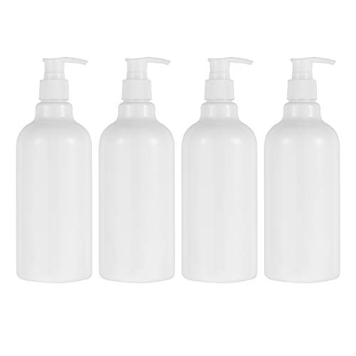 TOPBATHY 4 STÜCKE 500 ml Nachfüllbare Pumpflaschen Ätherisches Öl Spender Flüssige Make-Up Flaschen (Weiße Flasche und Weiße Pumpe)