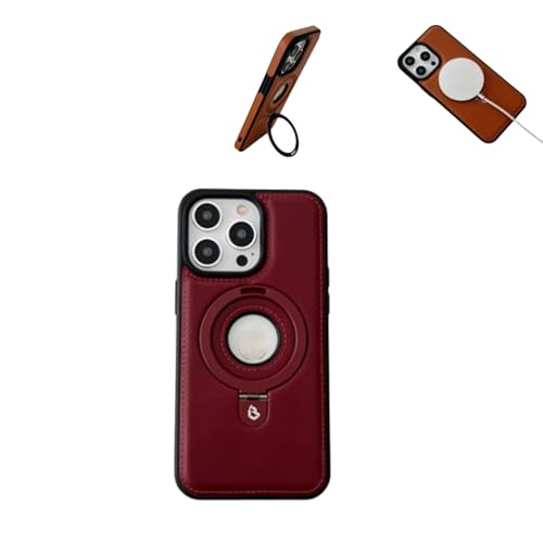 ARPHI High-End PU Leather Magnet Kickstand Phone Case for iPhone 15 14 13 12promax, Luxurious Leather Invisible Stand for iPhone Case (for iphone13pro,Red)
