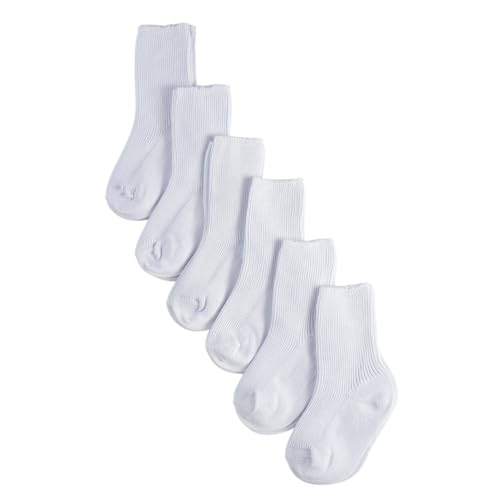 CALZITALY PACK 2, 4, 6 Paare Sock für Baby, Socken für Kind, Baby Socken aus Baumwolle, Weicher Rippenstrick | 0 bis 12 Monate | Made in Italy (6-12 monate, 6 Paare: Weiß)