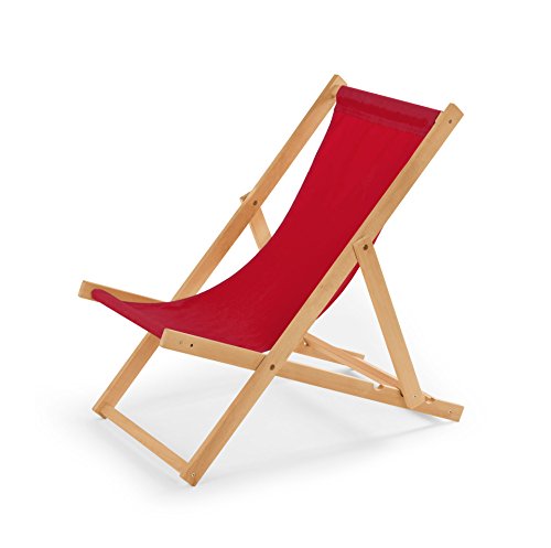 IMPWOOD Gartenliege aus Holz Liegestuhl Relaxliege Strandstuhl (Rot)