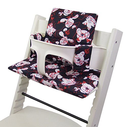 BAMBINIWELT Ersatzbezug Bezug Sitzkissen Kissen-Set Sitzverkleinerer kompatibel mit STOKKE Tripp Trapp für Hochstuhl-Kinderstuhl DESIGN (Bärchen rot)
