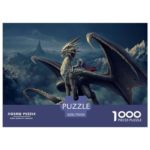 1000-teiliges Puzzle für Erwachsene, Kunst-Drachen-Puzzle, kreatives rechteckiges Holzpuzzle, Geschenk für Freunde und Familie, 1000 Teile (75 x 50 cm)