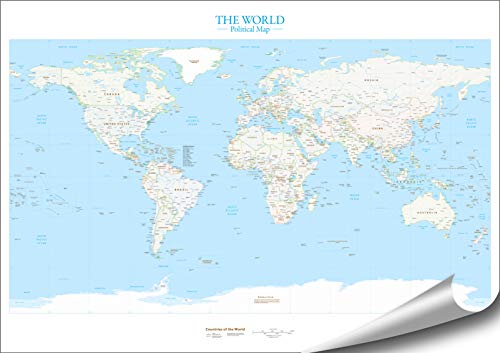 ARTBAY The World - Politische Weltkarte - XXL Poster - 118,8 x 84 cm | sehr genaue, detaillierte politische Weltkarte | 1:35.000.000 | Englisch | Premium Qualität