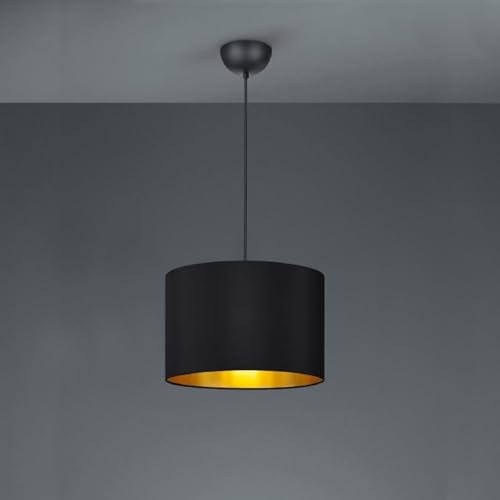 lux.pro Hängelampe Rugby Pendelleuchte E27 Lampenschirm aus Stoff Schwarz/Gold Hängeleuchte für Schlafzimmer Wohnzimmerlampe