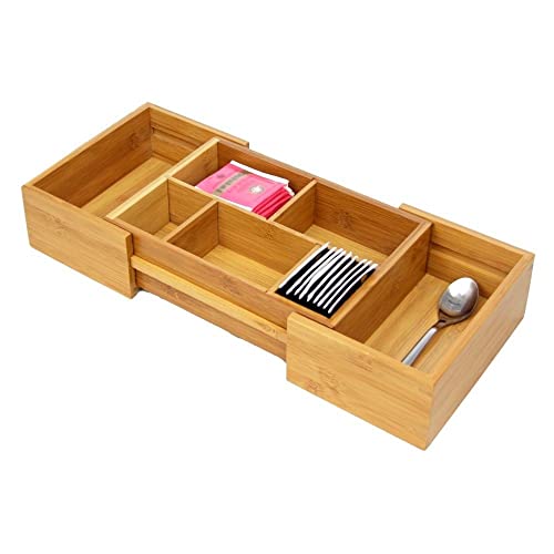 Woodquail Kleine Erweiterbare Verstellbare Schubladeneinsätze Organizer, Besteck-Tablett, aus Natürlichem Bambus