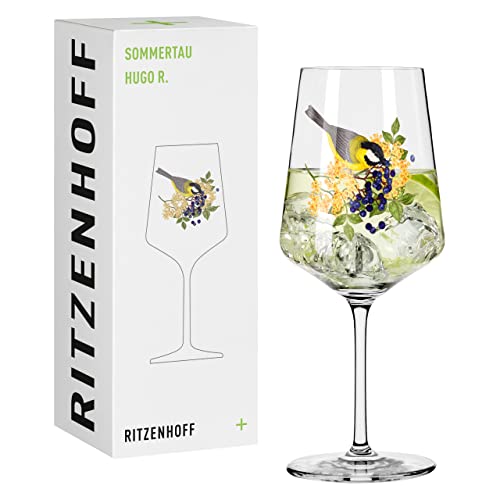 Ritzenhoff 2931015 Hugo-Glas 500 ml – Aperitif-Glas – Serie Sommertau – Motiv 15 mit Vogel bunt – Made in Germany