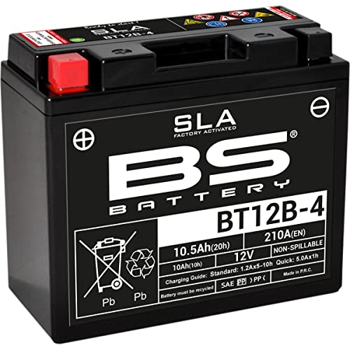 BS Battery 300643 BT12B-4 AGM SLA Motorrad Batterie, Schwarz