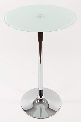 Stehtisch Weiß rund Glas 104 cm Drehbar Bistrotisch Tisch Bartisch
