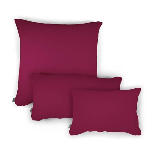hutch&putch Eliane Premium Musselin-Kissenbezug - Red Violet - Kopfkissenbezug 100% Bio-Baumwolle - Kissenhülle mit Reißverschluss ​​- Schlafkissenbezug weich & atmungsaktiv (60x40 cm)