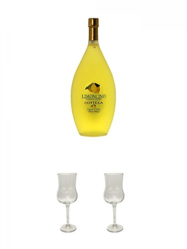 Bottega Limoncino Grappa 30% 0,5 Liter + Marzadro Grappa Gläser mit Eichstrich 2cl und 4cl 1 Stück + Marzadro Grappa Gläser mit Eichstrich 2cl und 4cl 1 Stück