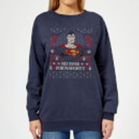 Superman May Your Holidays Be Super Women's Christmas Sweatshirt - Navy - XS - Marineblau