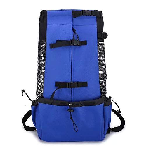 CHYIR Haustier-Rucksack, tragbar, atmungsaktiv, verstellbar, für kleine und mittelgroße Hunde, Reisen, Wandern, Camping, Größe S, Blau