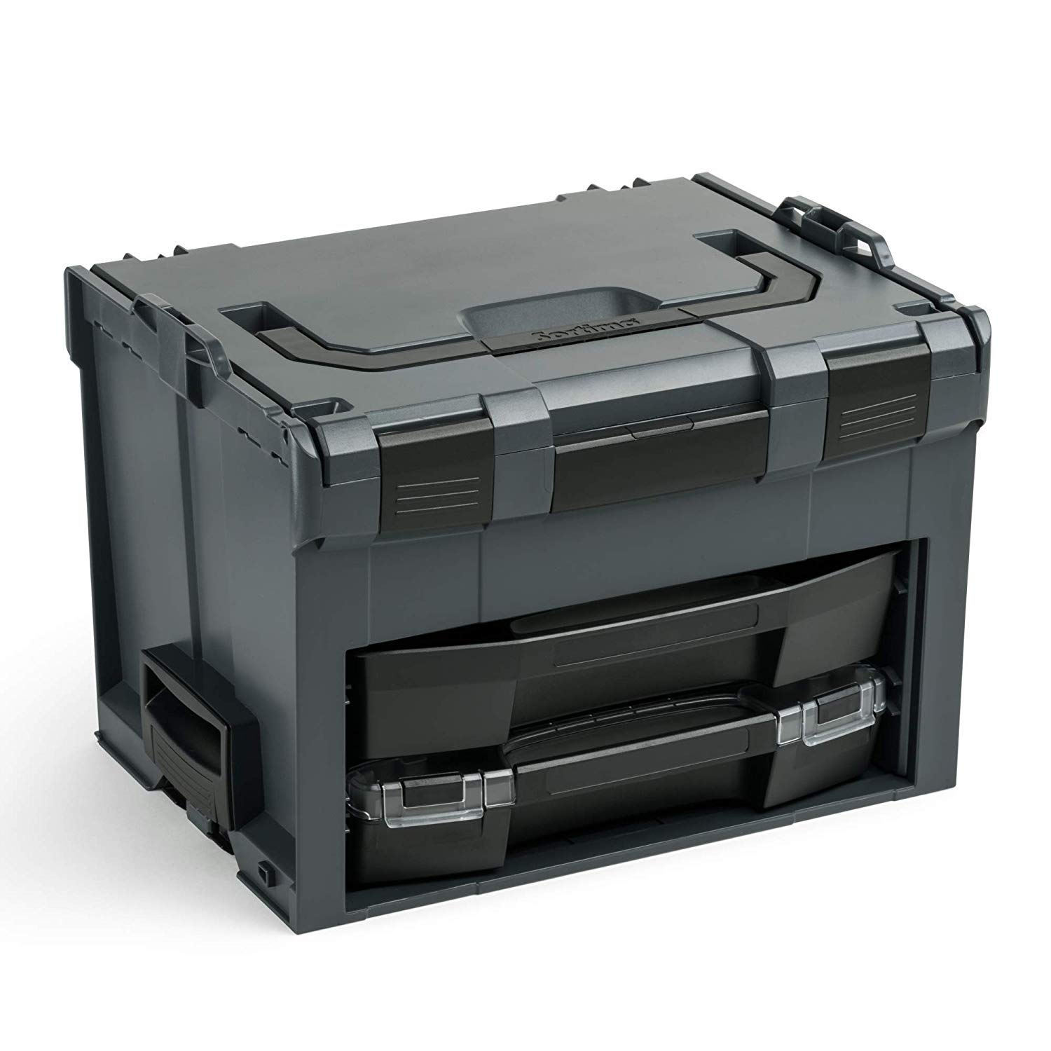 Bosch Sortimo LS-Boxx 306 Werkzeugkoffer Set in Anthrazit | mit i-Boxx 72 schwarz bestückt mit Insetboxen Set A3 und LS-Schublade 72 schwarz leer