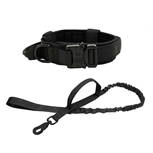 Taktisches Hundehalsband, Militärisches Hundehalsband, verstellbares Nylon-Hundehalsband, strapazierfähig, mit Metallschnalle für mittelgroße und große Hunde-Trainingsspaziergänge
