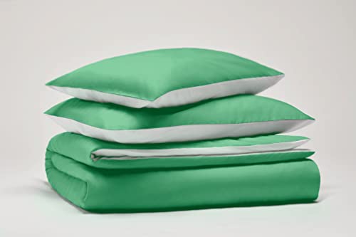 Pantone™ - Bettwäsche-Set für Einzelbett, 155 x 200 cm, 100 % Baumwolle, Perkal, 200, Fadenzahl – zweiseitig, Hellgrün/Weiß