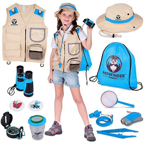 Kids Explorer Kit with Safari Vest & Hat - Kids Camping Gear, Safari Outfit, Bug Catcher Kit for Kids & More - Explorer Kit for Kids Outside Toys STEM Gift for 3-7 Year Old Boys Girls + Bug Ebook