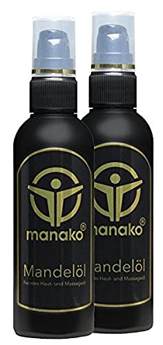 manako Mandelöl (Hautöl/Kosmetiköl/Massageöl), 2 x 100 ml Pumpfläschchen (108,80 € / l)