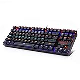 Redragon K552 Mechanische Gaming Tastatur Kompakt 87 Tasten für PC Gaming, QWERTY US Layout, (Rote Schalter, LED Regenbogen Beleuchtet)