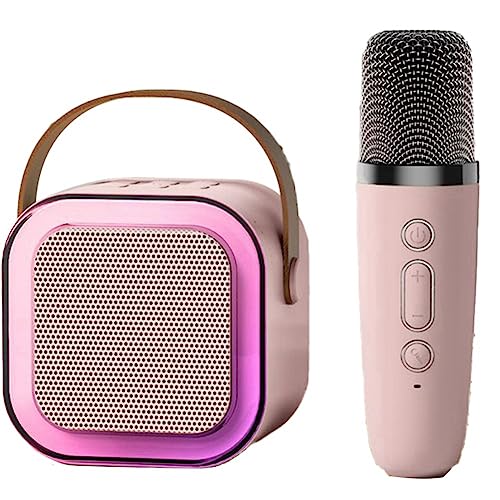 Asinfter Mini Outdoor Karaoke Bluetooth Lautsprecher Tragbare mit Drahtlose Mikrofon Karte Subwoofer Hohe Lautstärke Kinder Geschenk D