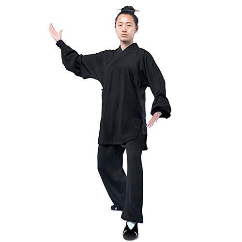 G-like Tai Chi Uniform Kleidung - Qi Gong Kampfkunst Wing Chun Shaolin Kung Fu Training Dao Bekleidung - Hanf (Schwarz, XL)