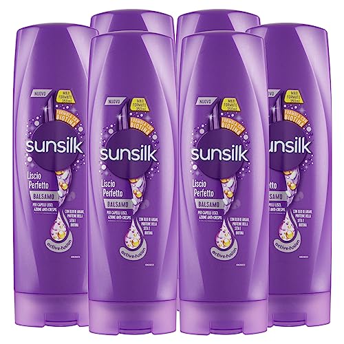 Sunsilk Glatter Haarspülung mit Arganöl, Seidenprotein und Biotin, Anti-Frizz, entwirrend, 6 Flaschen à 350 ml