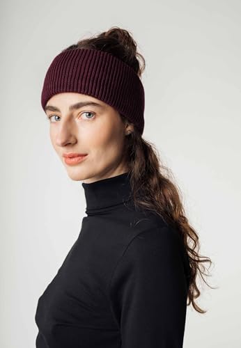 MELA - Stirnband KIRON | Nachhaltig mit Fairtrade Cotton, GOTS & Grüner Knopf Zertifizierung, Farbe:rosine, Größe:onesize