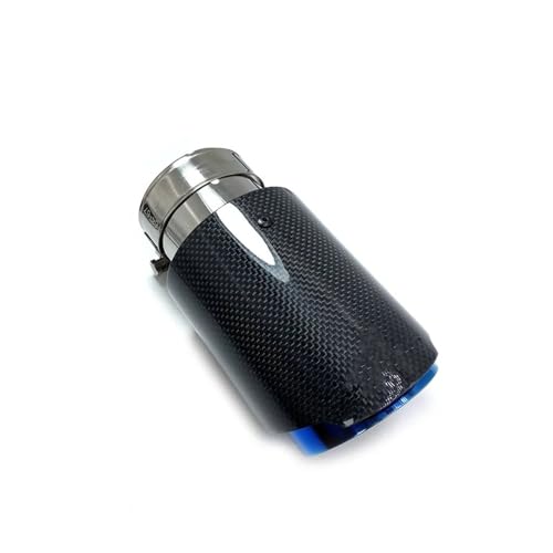 Auto Auspuff Endrohr 1PCS Auto Auspuff Endrohr Glänzend Carbon Schwanz Ende Blau Edelstahl Gerade Schalldämpfer Spitze Auspuff (Color : 63-89mm)